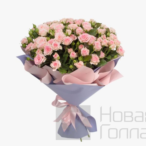 Букет 21 нежно-розовая кустовая роза