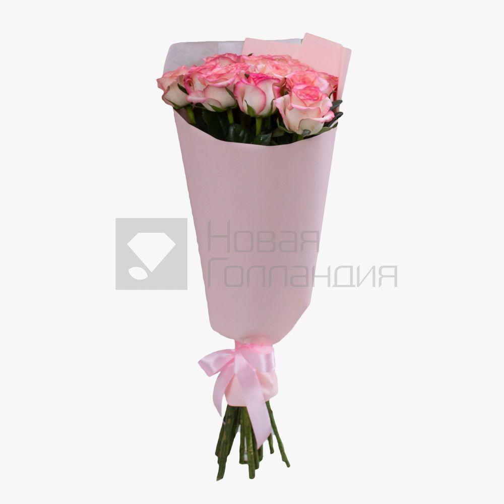 Букет 15 розовых роз Джумелия 60 см