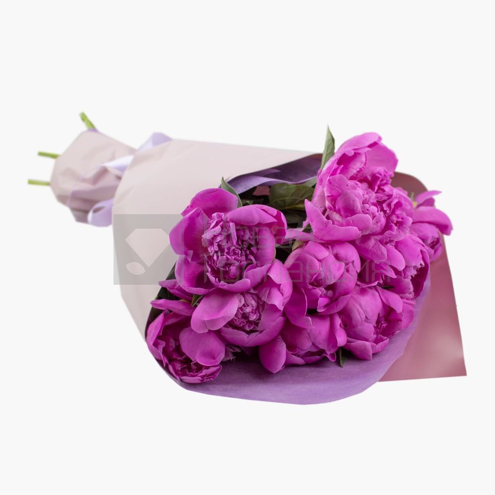 Букет 9 розовых пионов
