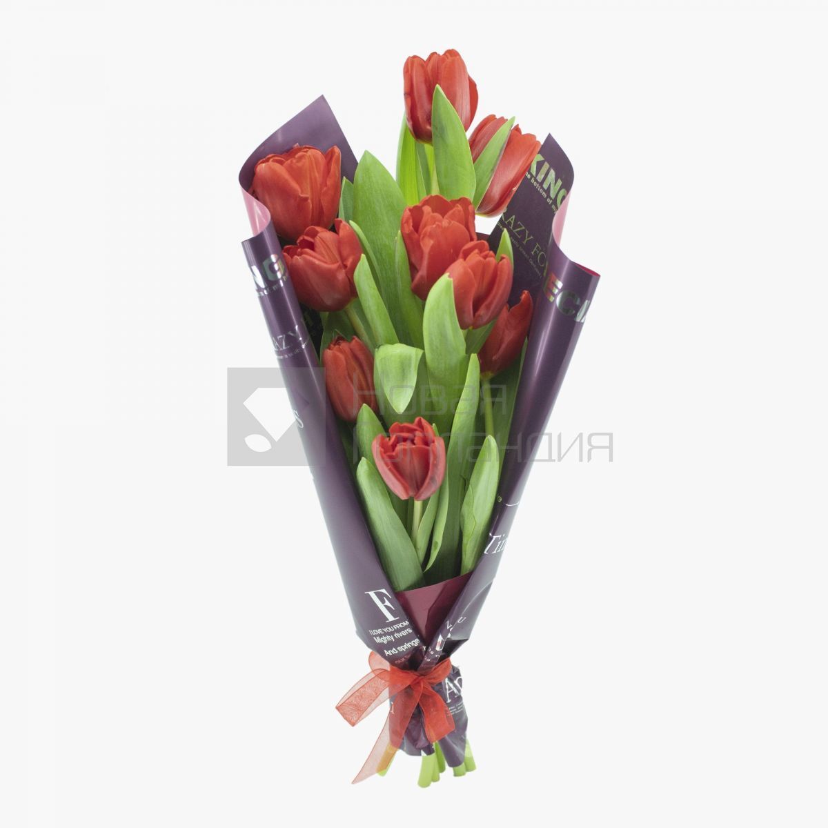 Букет 9 красных тюльпанов
