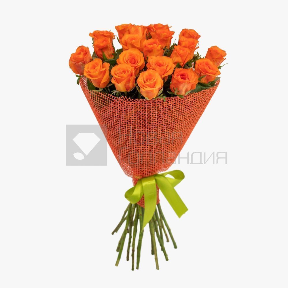 Букет 21 оранжевая роза 70 см