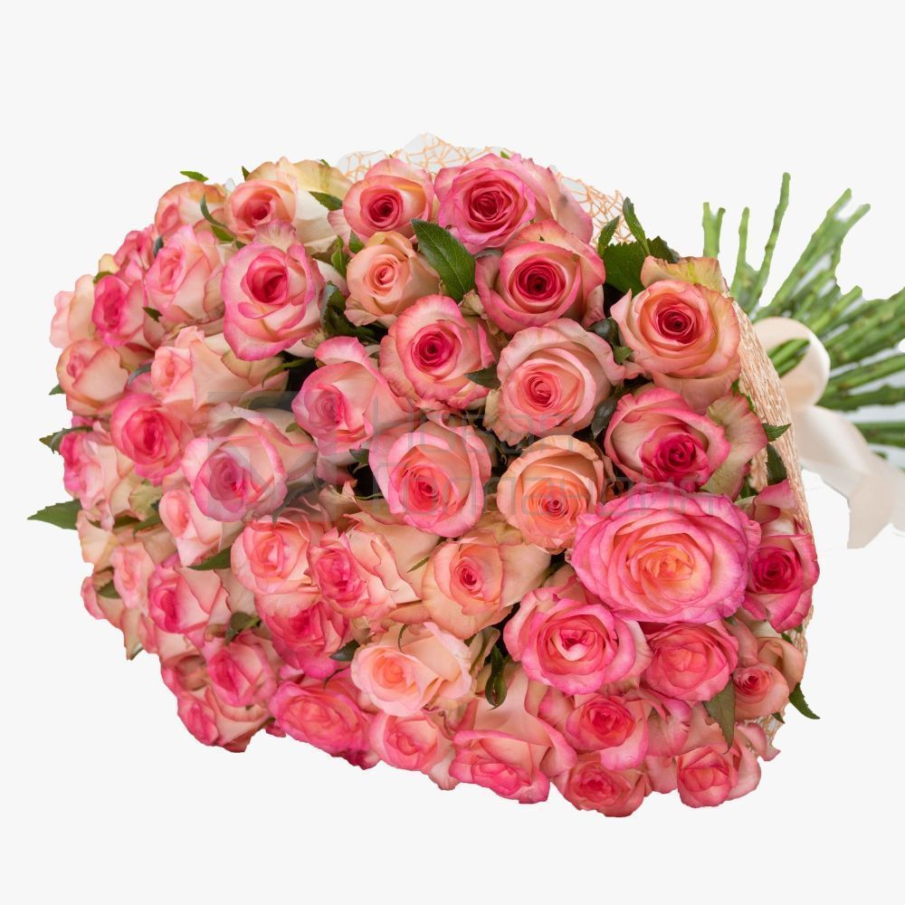 Букет 55 розовых роз 50 см