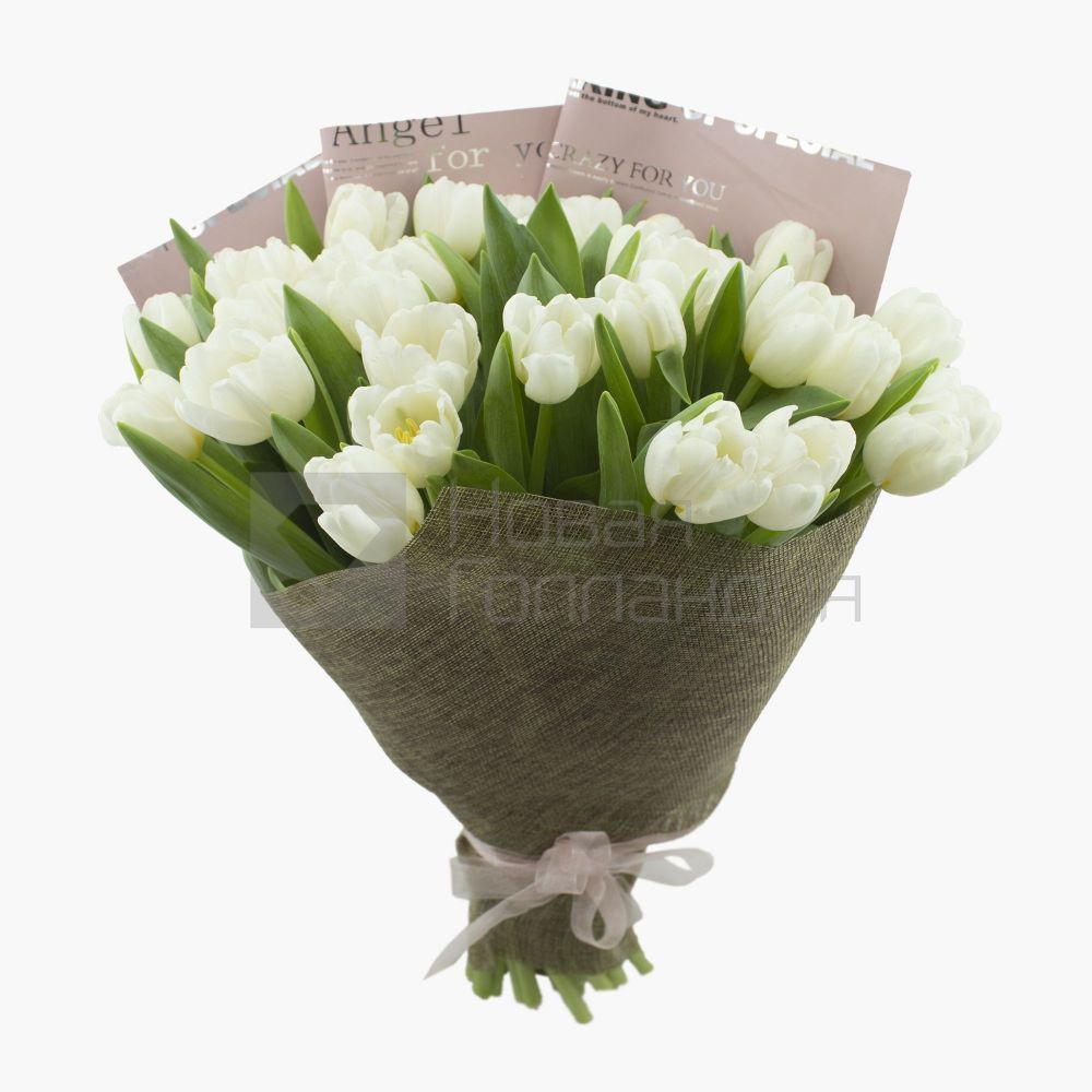 Букет 35 белых тюльпанов