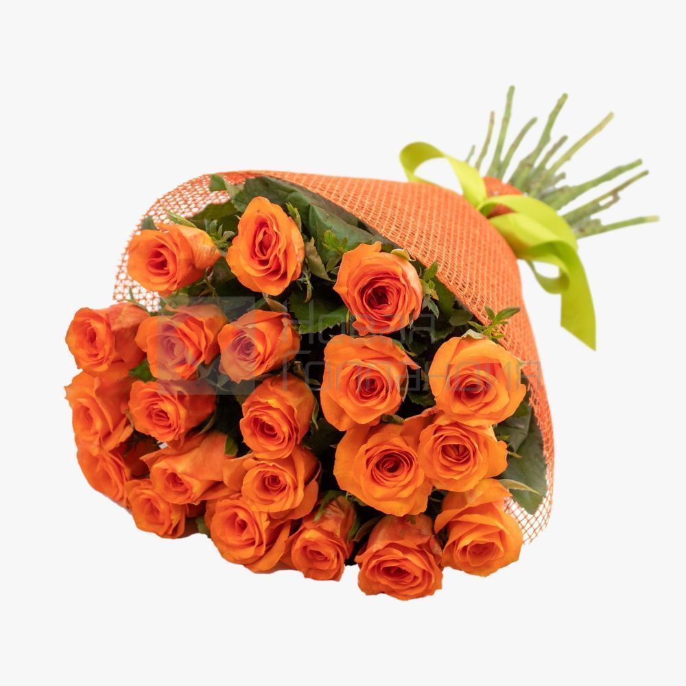 Букет 21 оранжевая роза 70 см