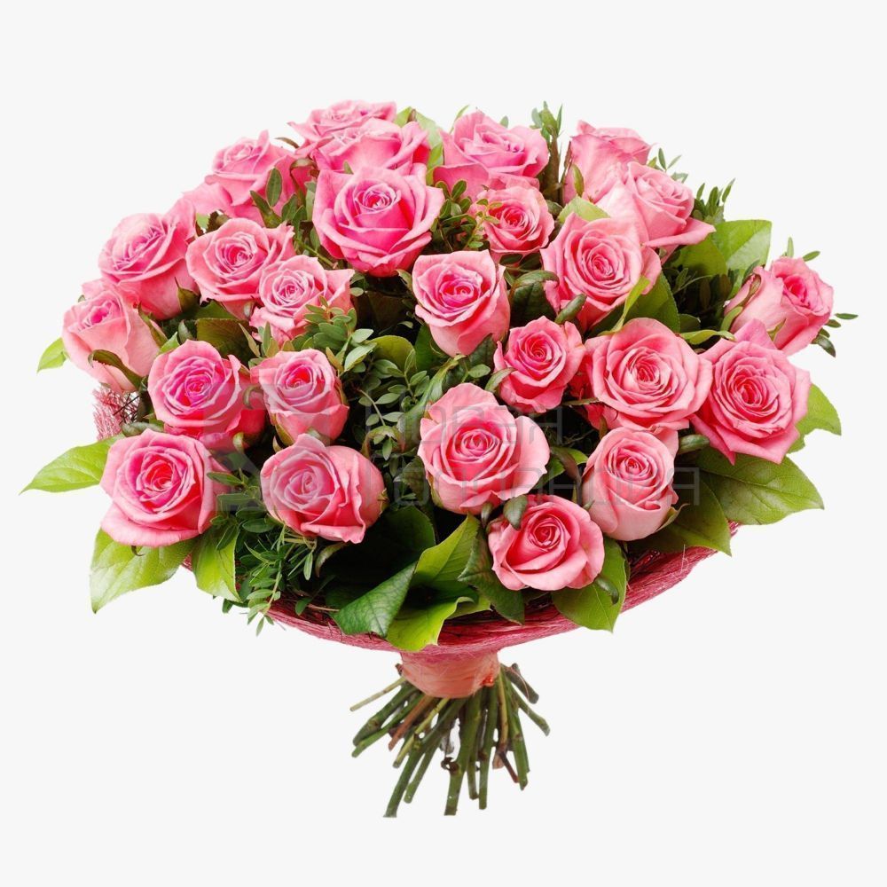 Букет 25 розовых роз 50см